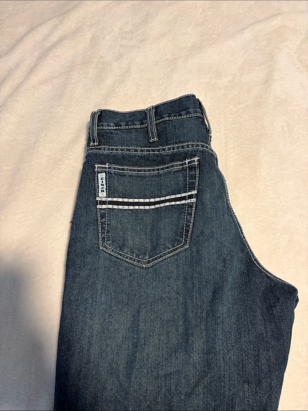 Cinch Men's Dark Blue Bootcut Jeans with White Contrast Stitching